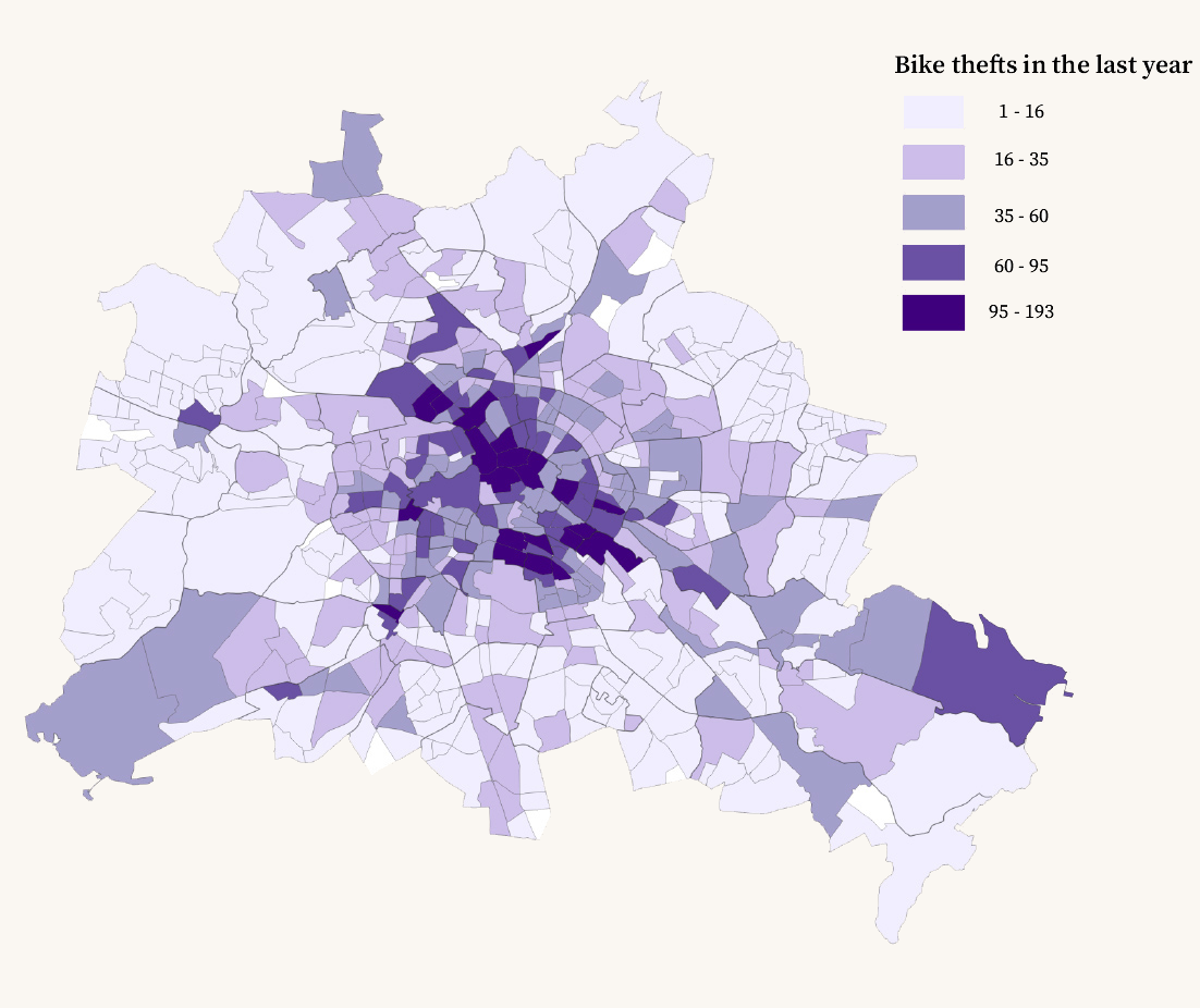 Berlin bike thefts choropleth by Planungsraum
